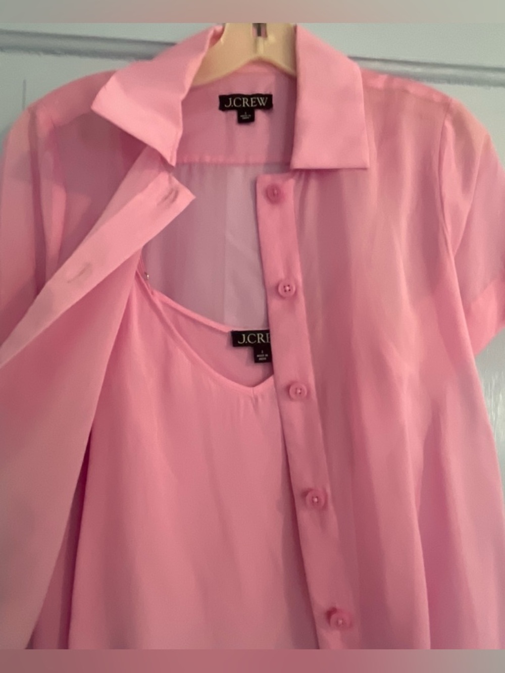 J. Crew Pink Short-Sleeve Button-Front Shirt - Picture 4 of 5